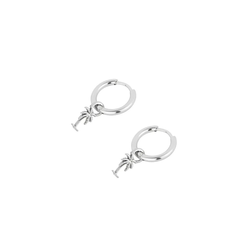 Palm Tree Dangle Earring - Silver