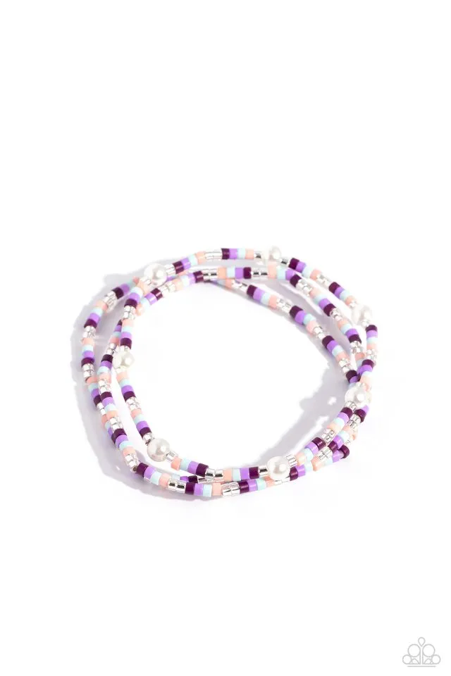 Paparazzi Bracelet ~ Colorblock Cache - Purple