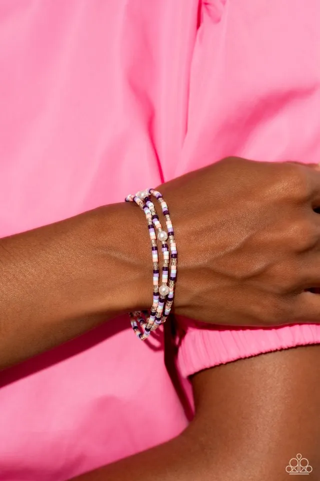 Paparazzi Bracelet ~ Colorblock Cache - Purple