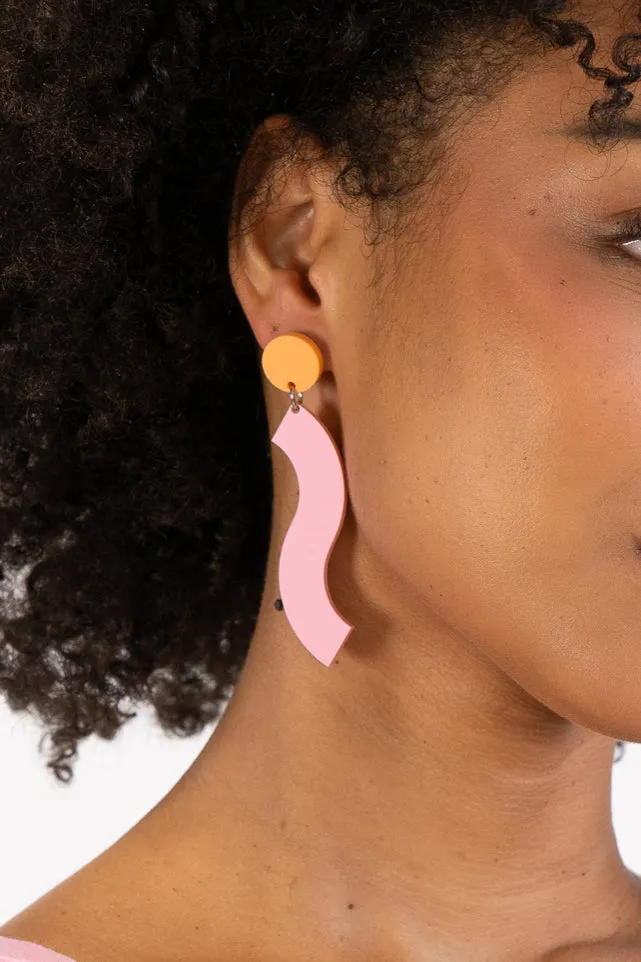 Pink & Orange Wave Dangle Earrings