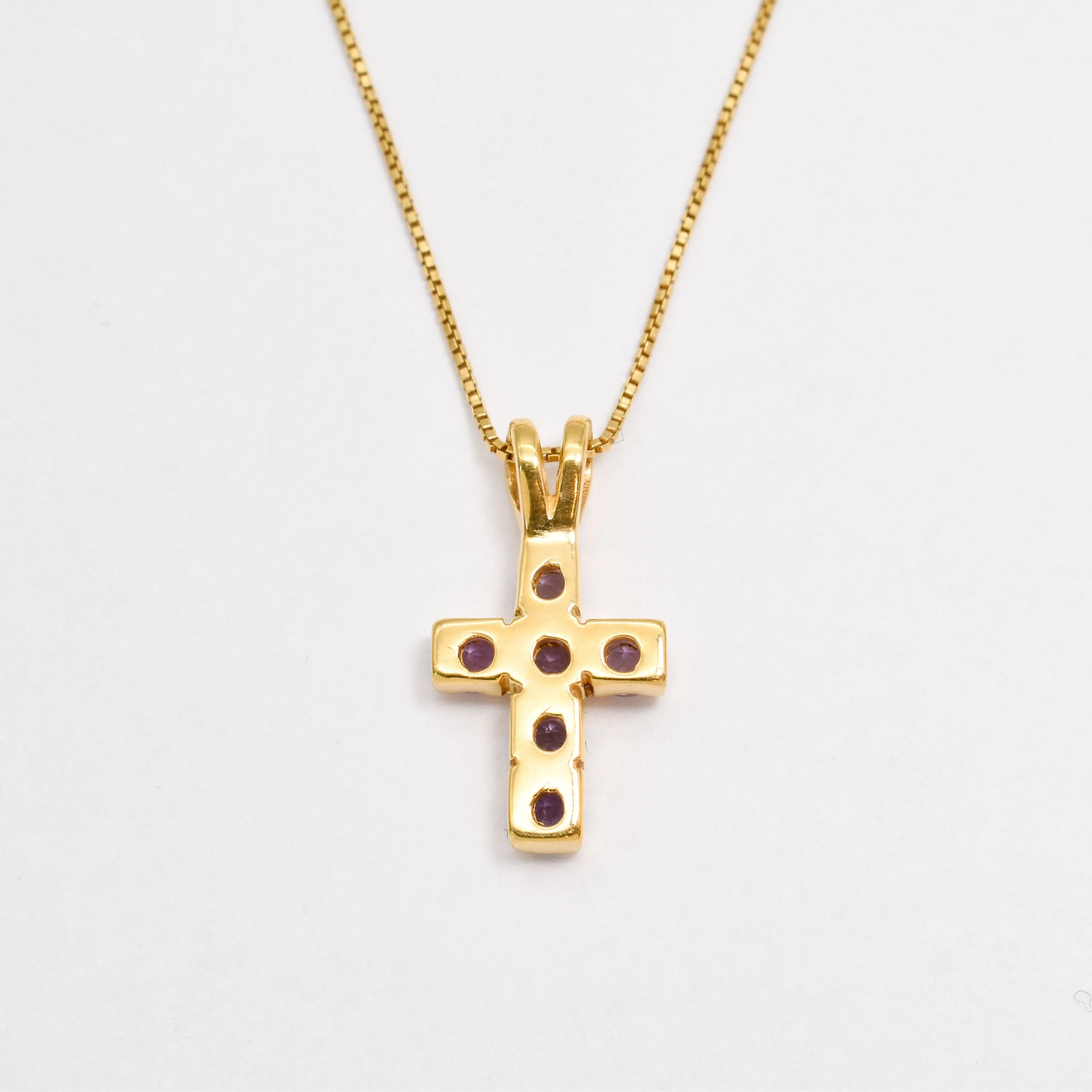 Purple Cross Pendant - Gold Amethyst Necklace - February Birthstone Necklace