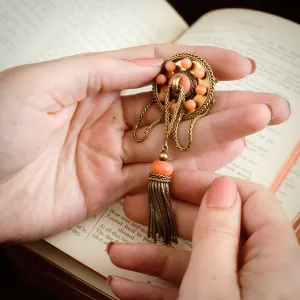 Rare Mid Victorian Archaeological Revival Draped Coral Brooch