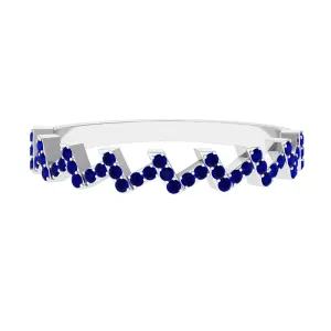 Real Blue Sapphire Zig Zag Semi Eternity Ring