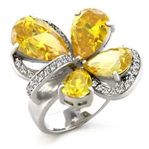 Rhodium Brass Ring with AAA Grade CZ in Topaz for Women Style 6X044