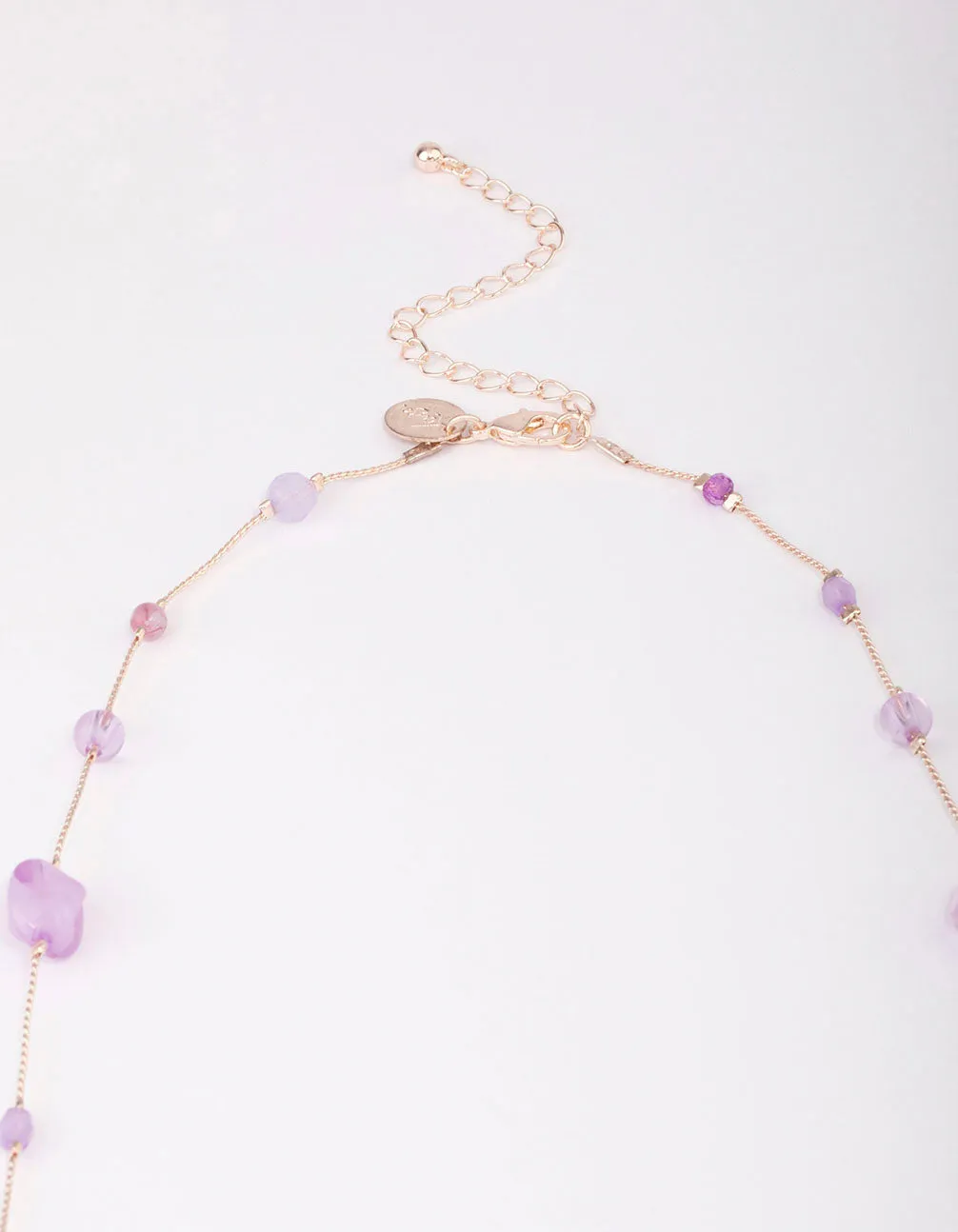 Rose Gold Round Purple Stone Necklace