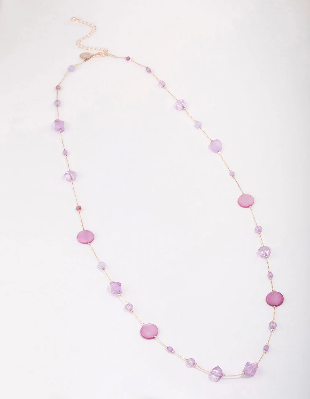 Rose Gold Round Purple Stone Necklace