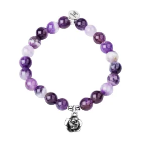 Rose | Stone Beaded Charm Bracelet | Amethyst