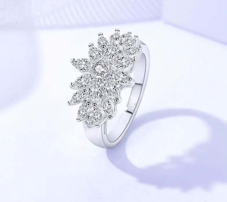 S925 sterling silver fully inlaid zircon ring European and American niche design trend light luxury food ring spot