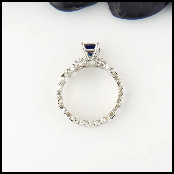 Sapphire and Diamond Fleur ring