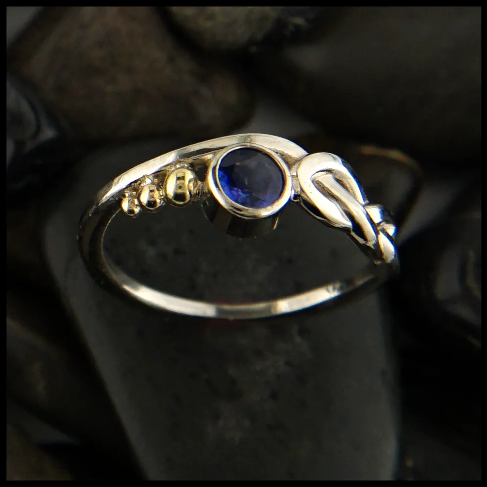 Sapphire Whimsical Knot ring