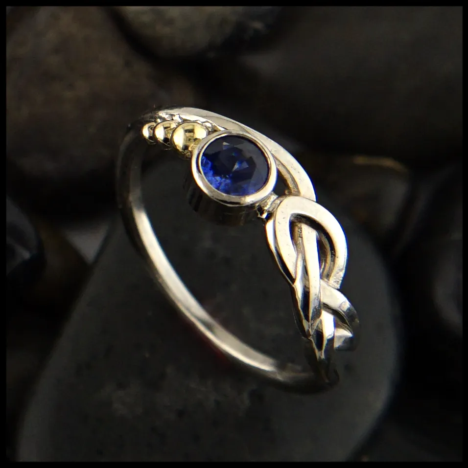 Sapphire Whimsical Knot ring