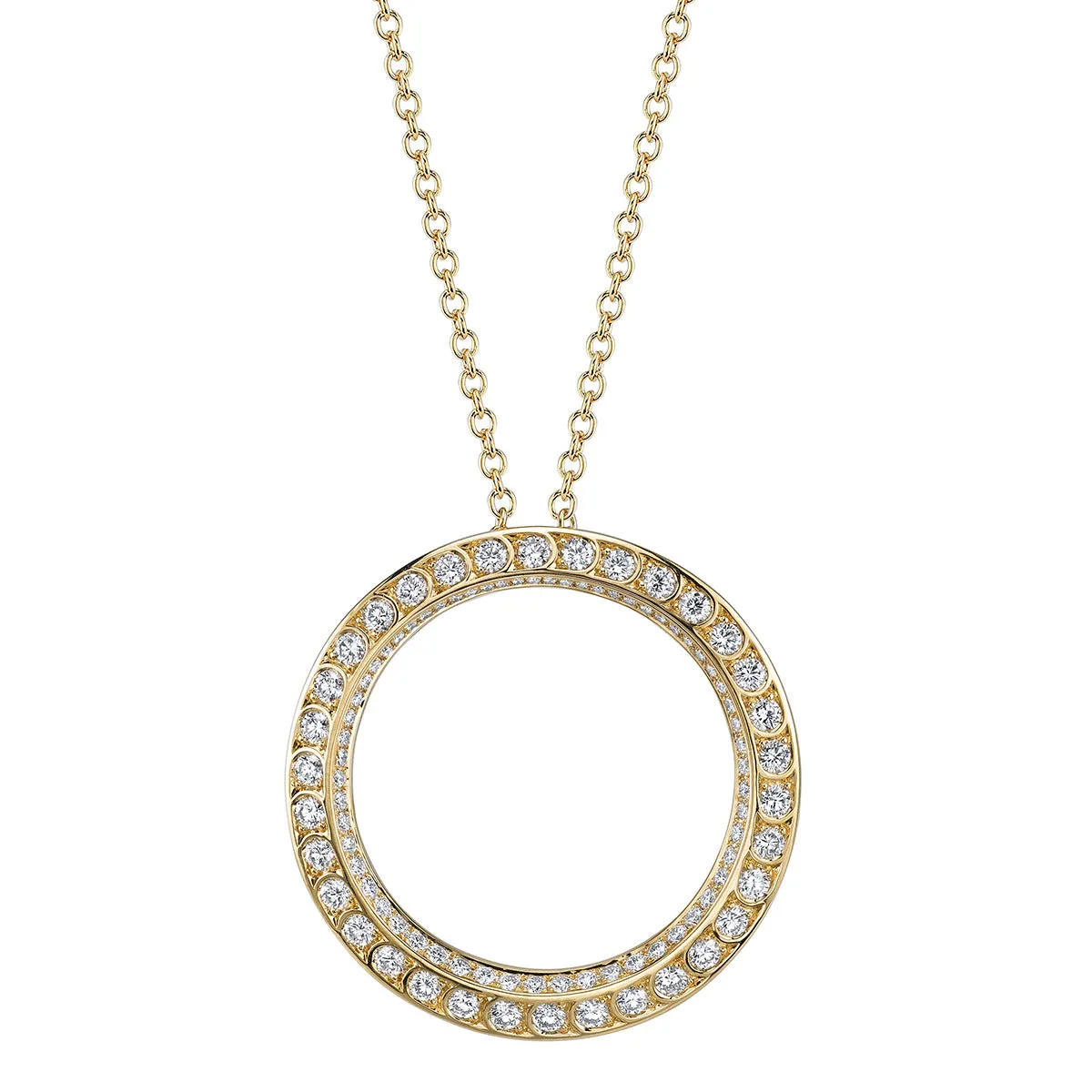 Scallop Artisan Pave Medallion Necklace