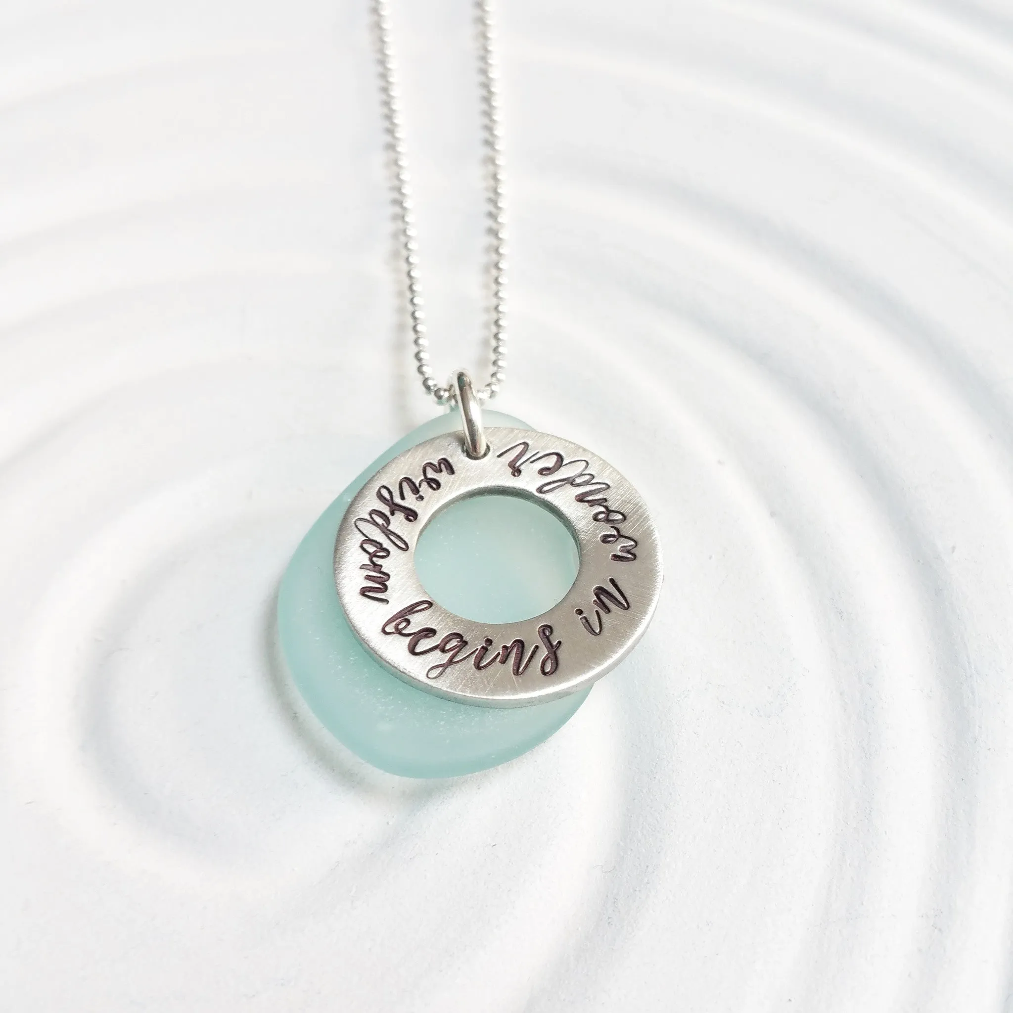 Sea Glass Washer Necklace | Wisdom Begins in Wonder