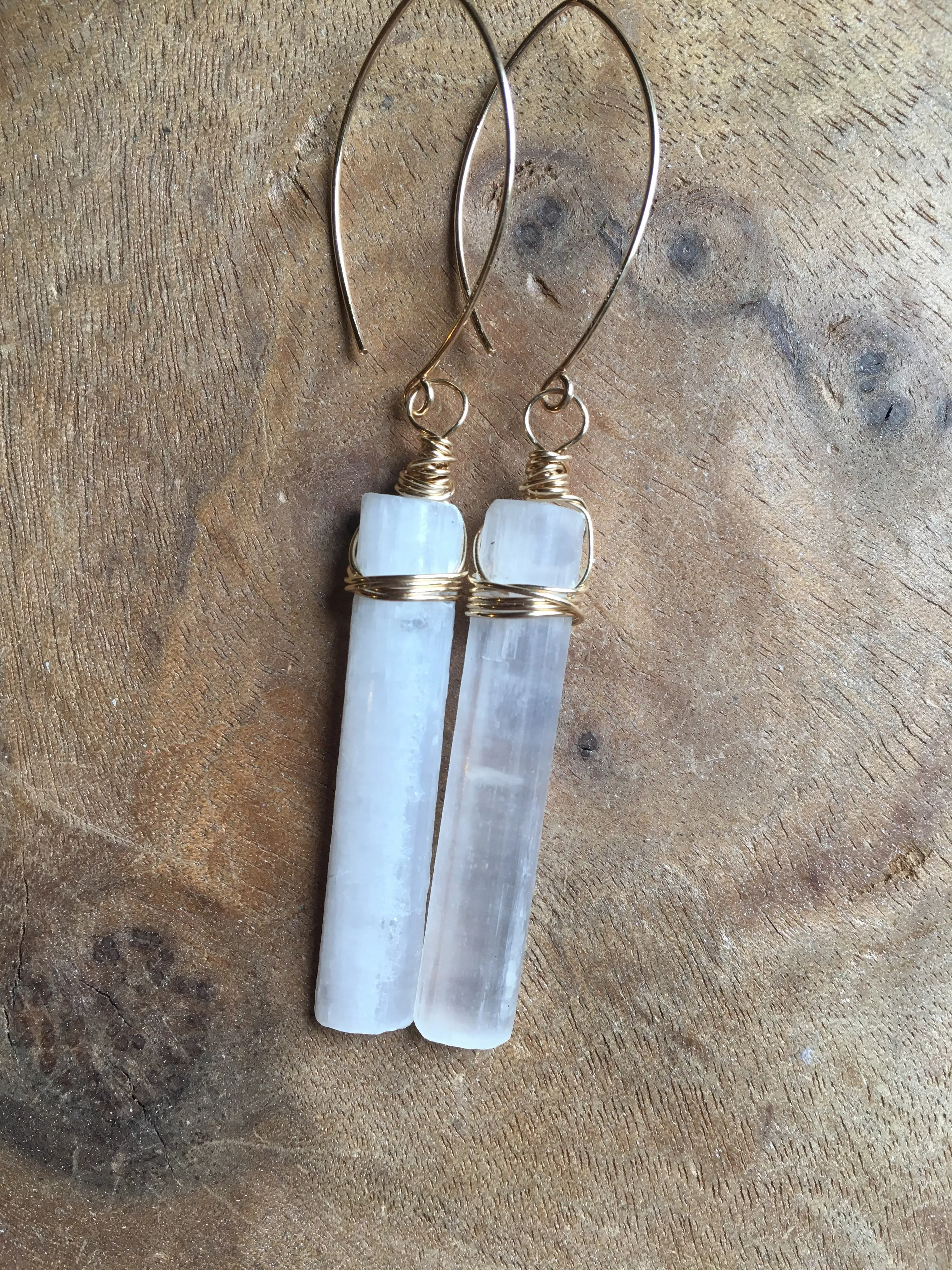 Selenite Necklace Silver or Gold