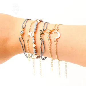 Set of 6 Golden Love Moon Bracelets