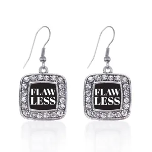 Silver Flawless Square Charm Dangle Earrings