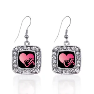 Silver Gigi Square Charm Dangle Earrings