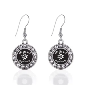 Silver Guide Me Circle Charm Dangle Earrings