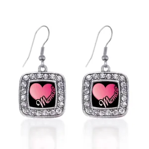 Silver MeMaw Square Charm Dangle Earrings