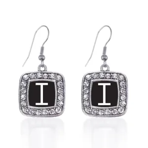 Silver My Initials - Letter I Square Charm Dangle Earrings