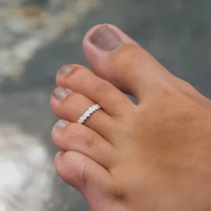 Silver Plated Adjustable Toe Ring - Dainty Hearts