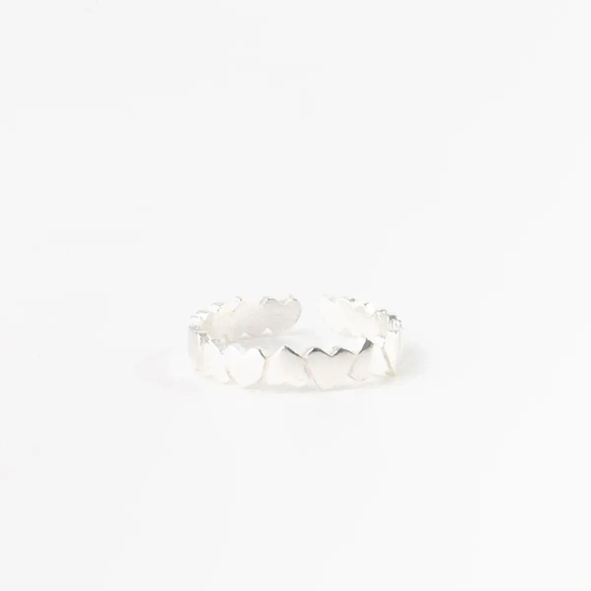 Silver Plated Adjustable Toe Ring - Dainty Hearts