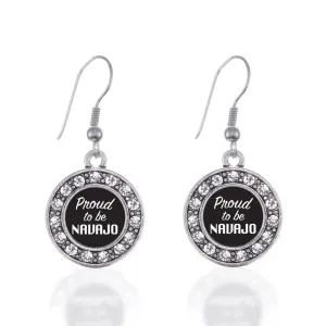 Silver Proud To Be Navajo Circle Charm Dangle Earrings