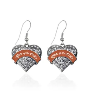 Silver Rust Mom of Bride Pave Heart Charm Dangle Earrings