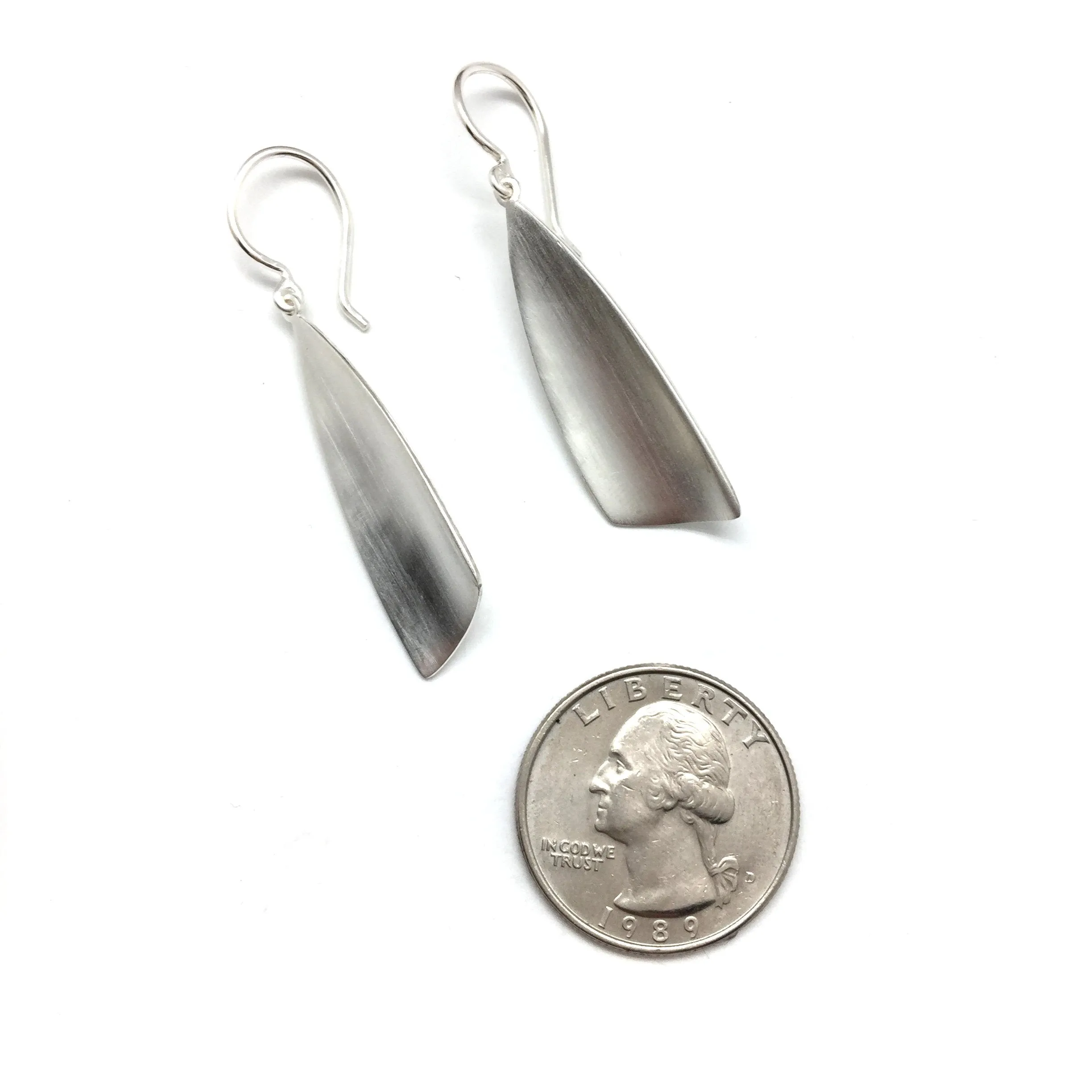 Silver Wedge Dangle Earrings