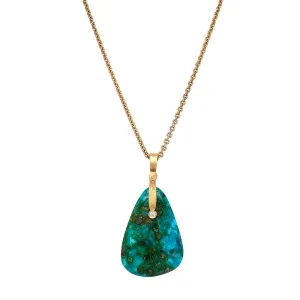 Sonoran Turquoise & Yellow Gold Pendant - "Sticks & Stones"