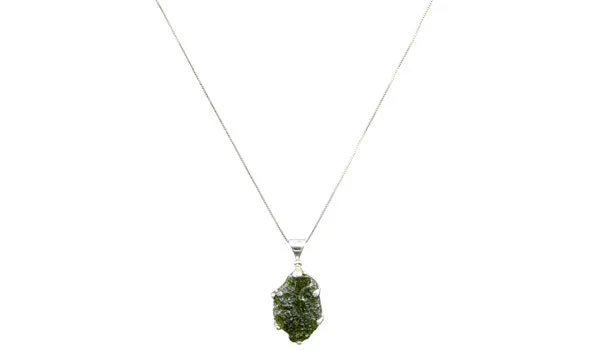 Sterling Silver Adjustable Oversized Moldavite Necklace