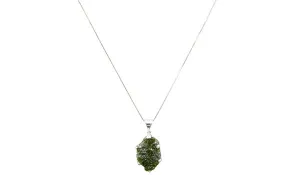 Sterling Silver Adjustable Oversized Moldavite Necklace