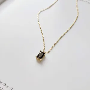 Sterling Silver Black Gemstone Necklace | 18K Gold Vermeil