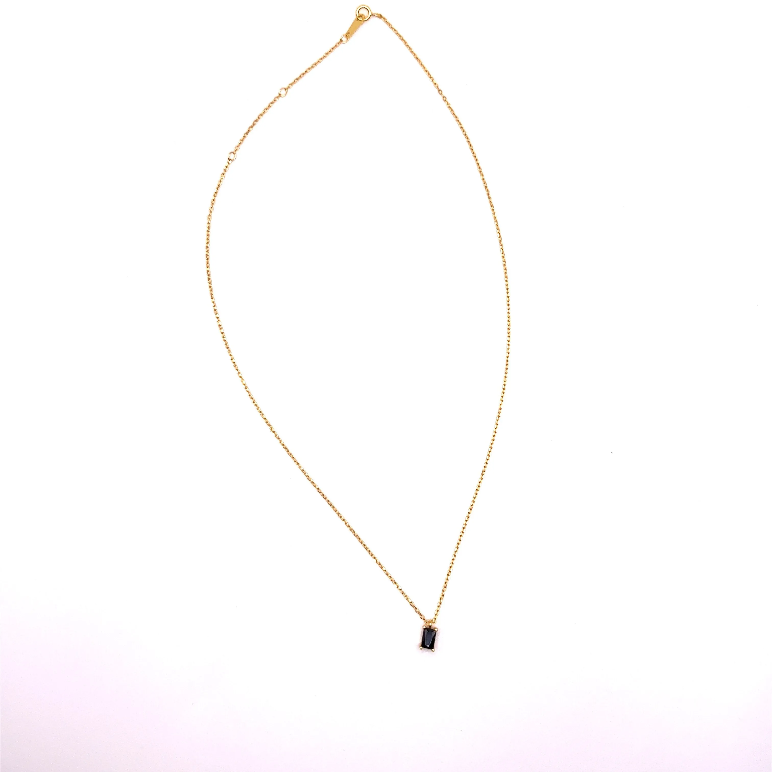 Sterling Silver Black Gemstone Necklace | 18K Gold Vermeil