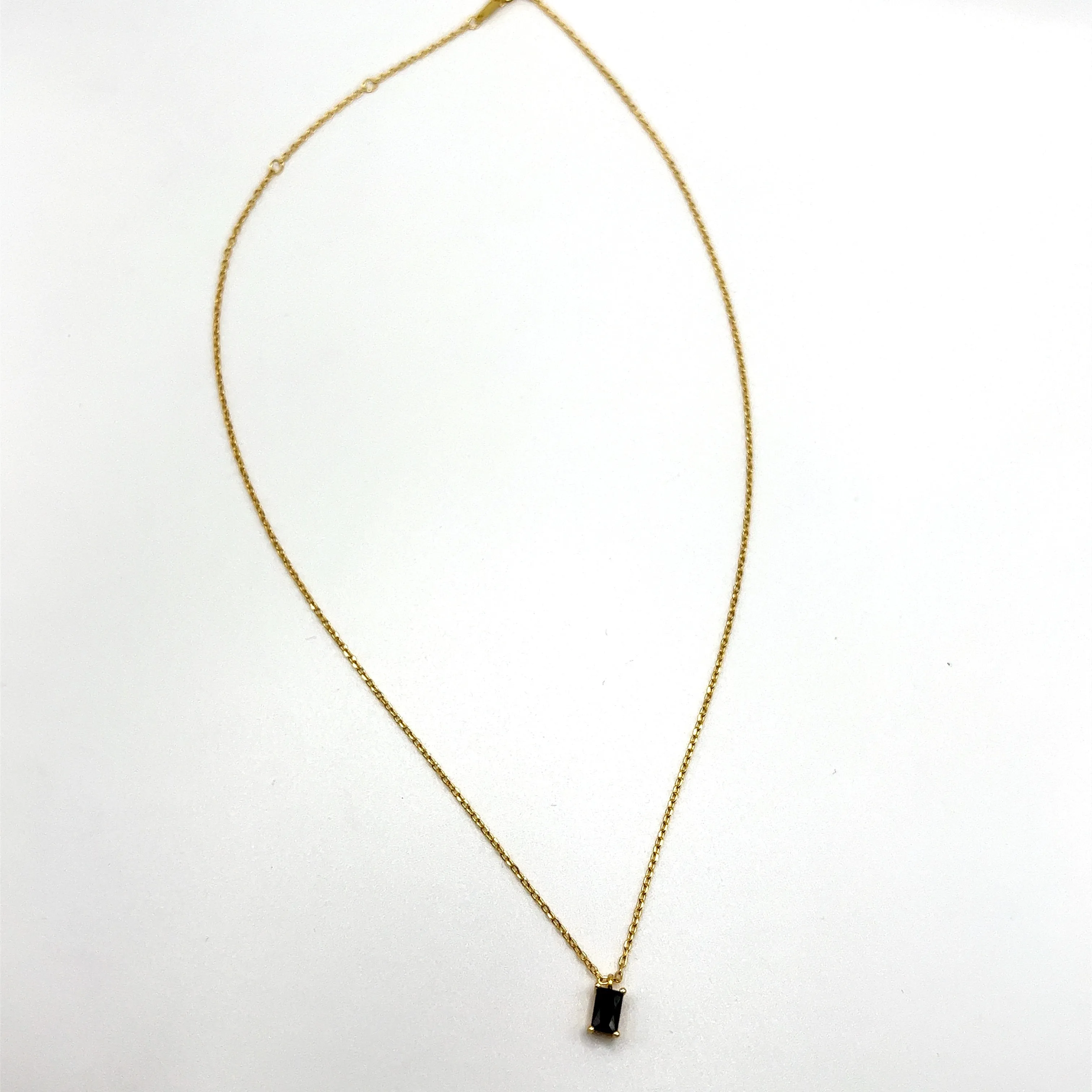 Sterling Silver Black Gemstone Necklace | 18K Gold Vermeil