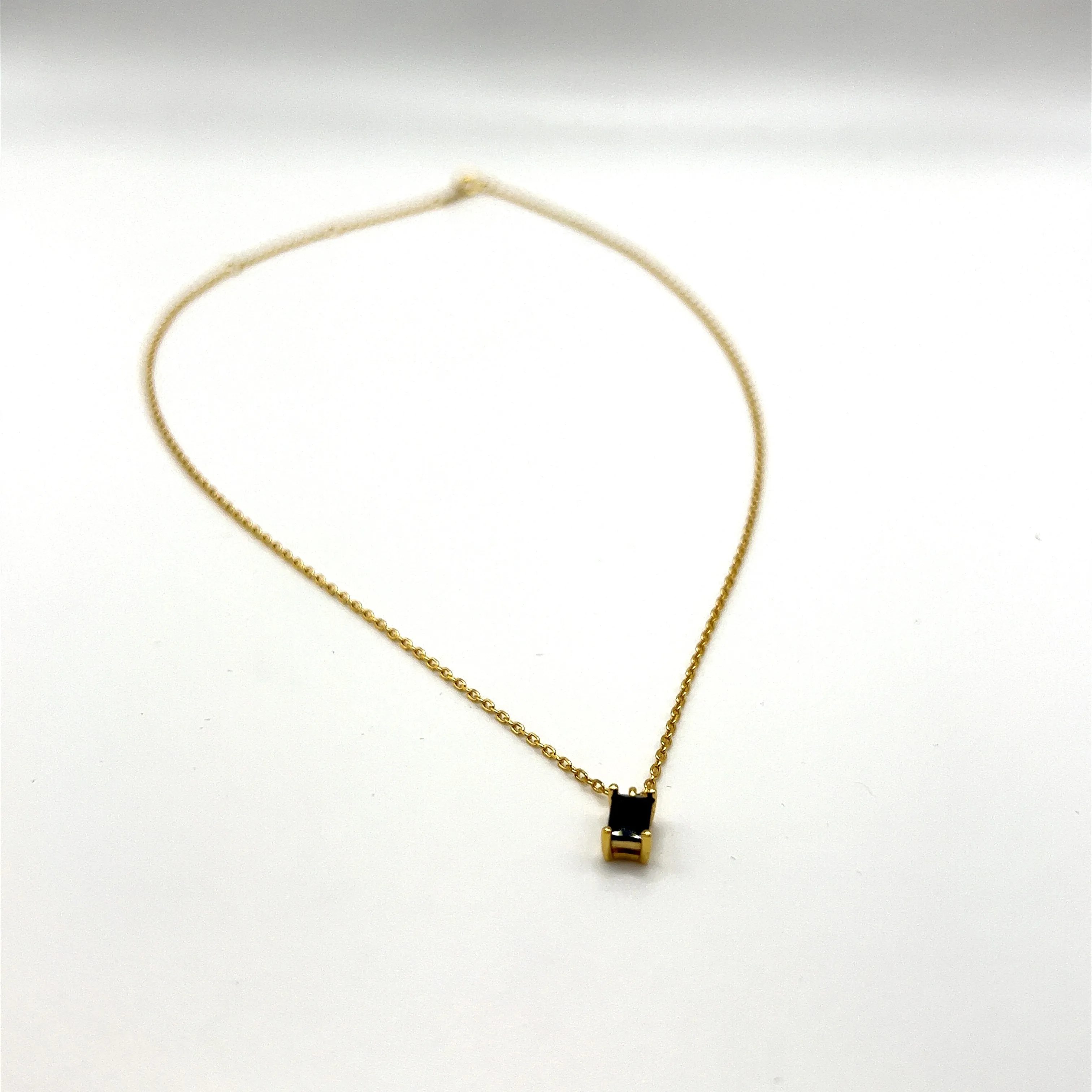 Sterling Silver Black Gemstone Necklace | 18K Gold Vermeil