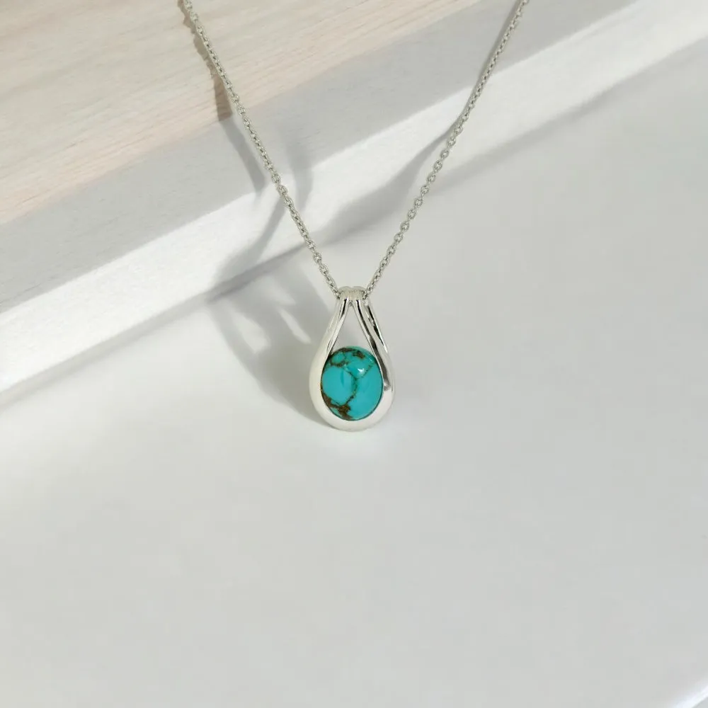 Sterling Silver Turquoise Oval Pendant