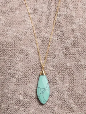 Stone Pendant Necklace - Turquoise