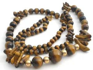 Tiger's Eye Gemstone Bead Necklace 28" Long