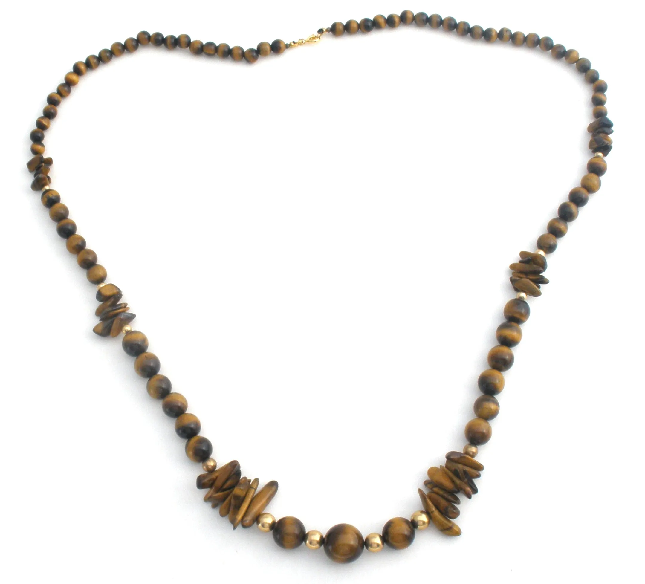 Tiger's Eye Gemstone Bead Necklace 28" Long