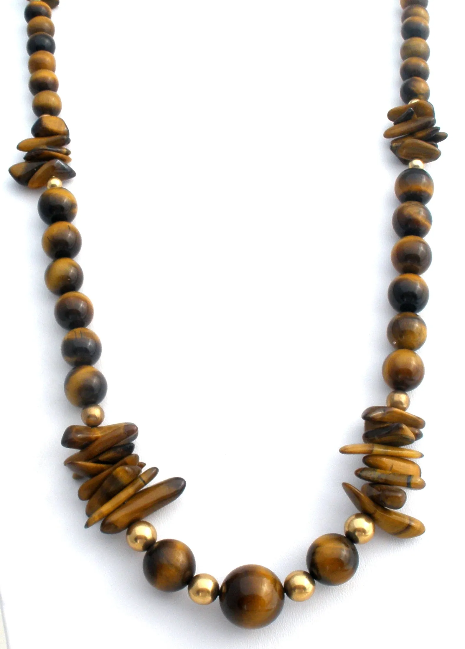 Tiger's Eye Gemstone Bead Necklace 28" Long