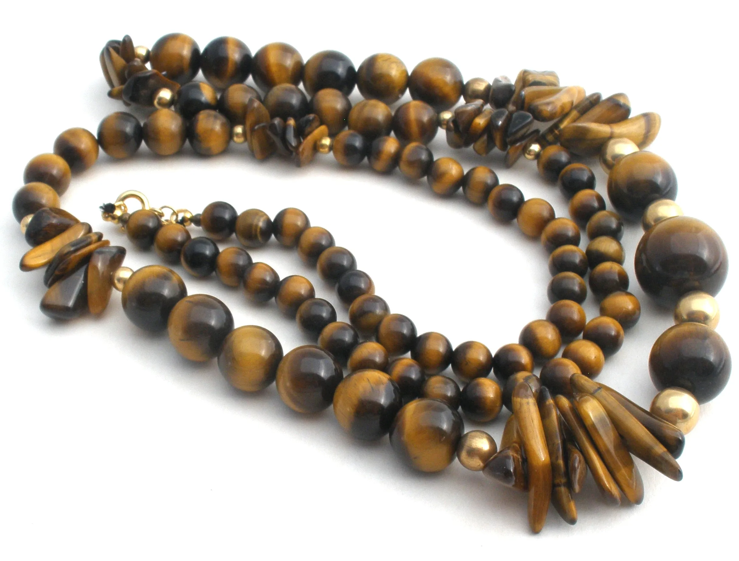 Tiger's Eye Gemstone Bead Necklace 28" Long