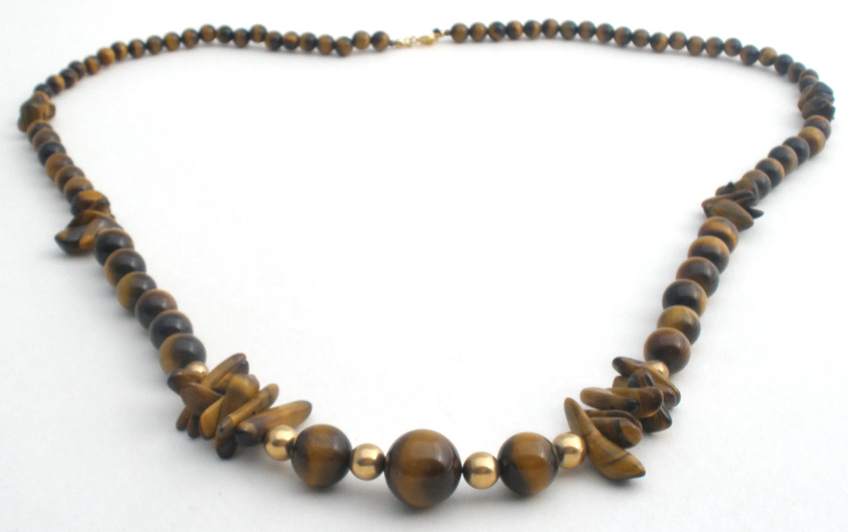 Tiger's Eye Gemstone Bead Necklace 28" Long