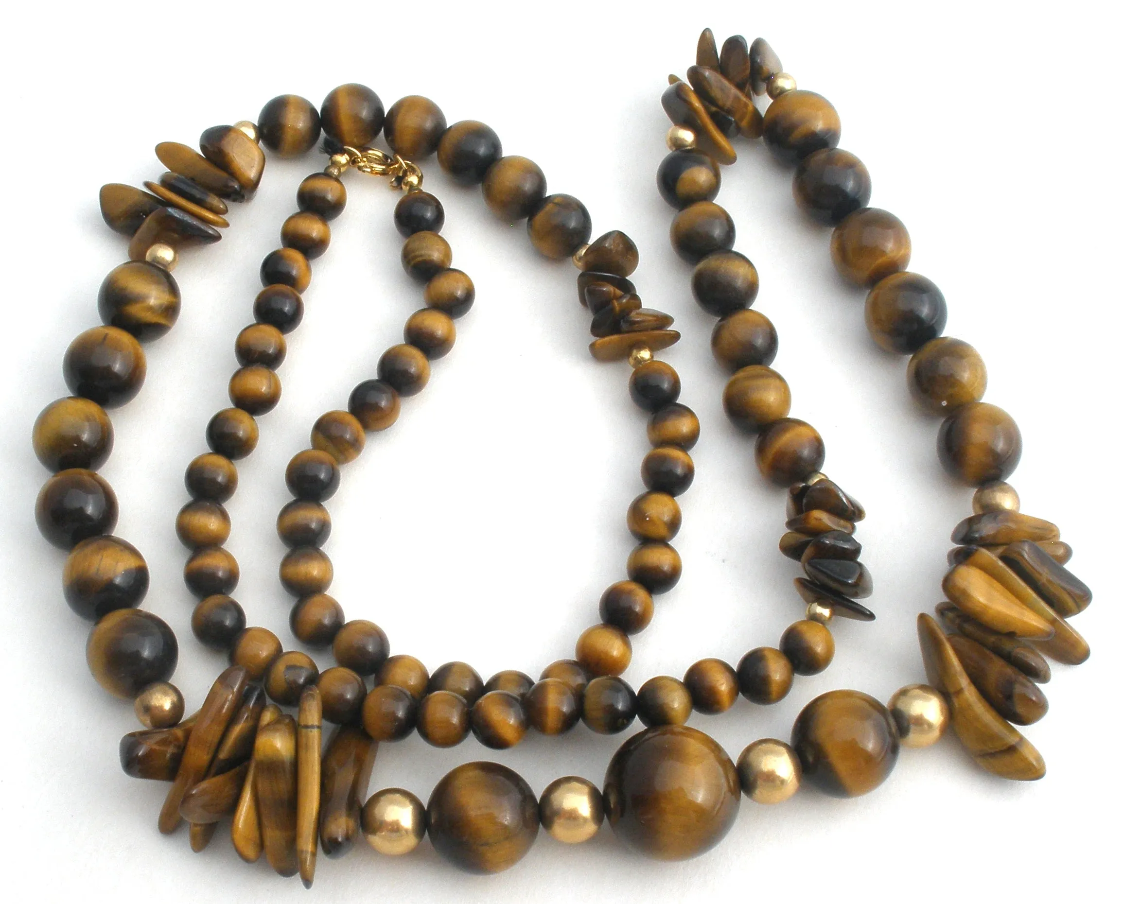 Tiger's Eye Gemstone Bead Necklace 28" Long