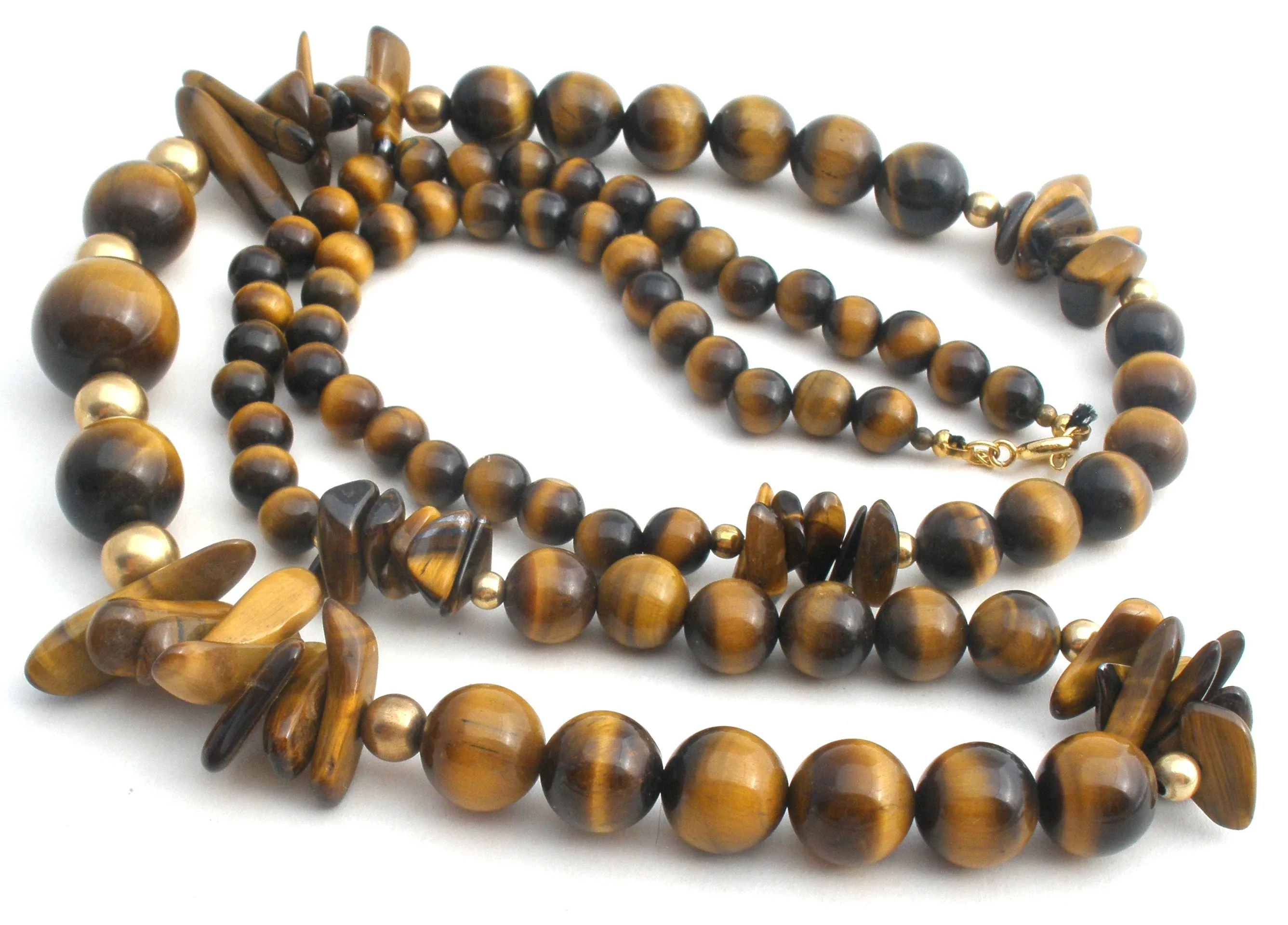 Tiger's Eye Gemstone Bead Necklace 28" Long