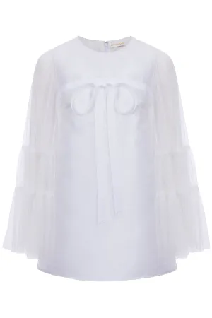 Tippi Mikado Mini Dress with Tulle Sleeves -Made To Order