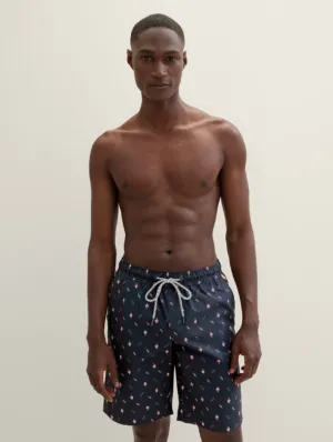 Tom Tailor Swimming Short With Navy Coral Summer Design