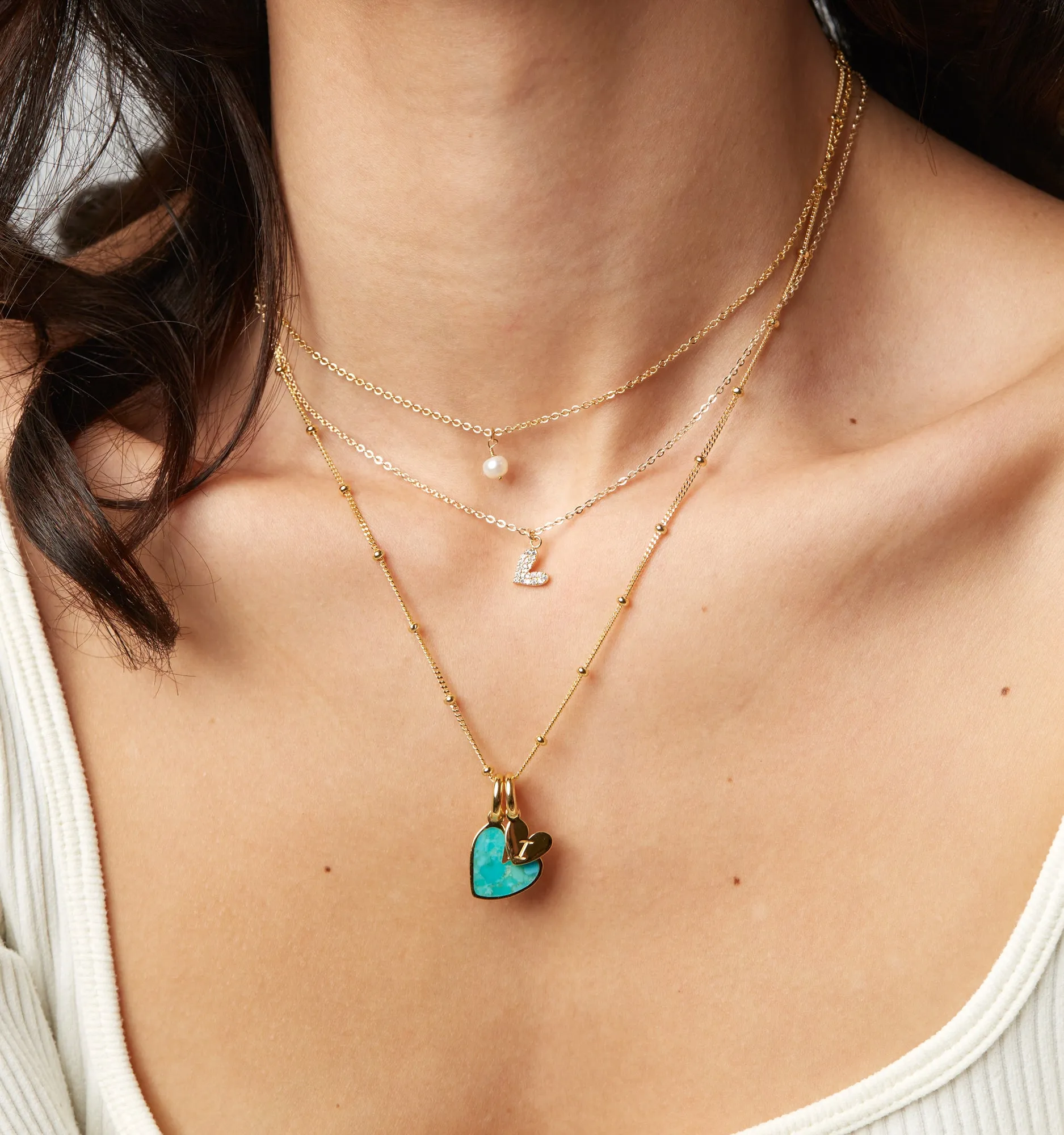 Turquoise Heart Initial Necklace