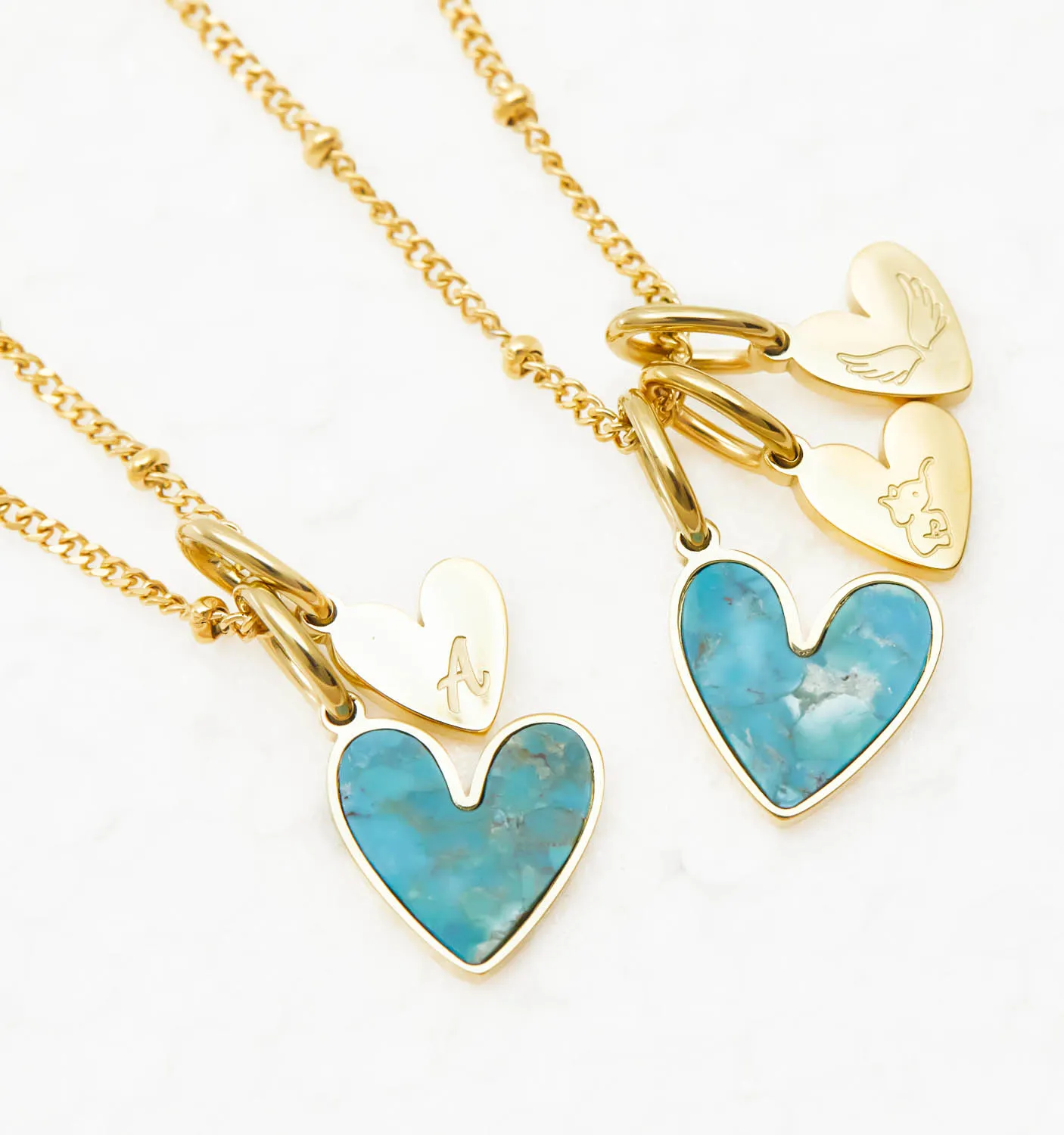 Turquoise Heart Initial Necklace