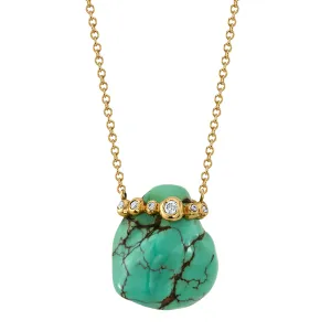 Turquoise Nugget Necklace with Diamonds